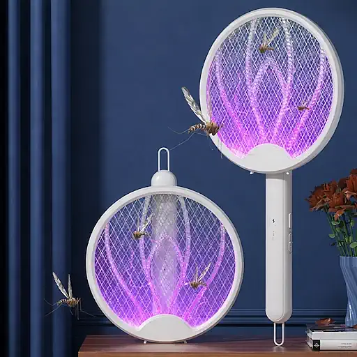 Raquete Elétrica Dobrável 4 em 1 Mata-Mosquitos USB Recarregável Lâmpada Mosquito Com Luz UV Moscas