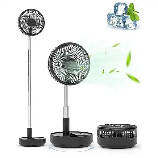 Ventilador Portátil Dobrável 4 Velocidades Recarregável USB Retrátil Mesa Coluna Forte Silencioso